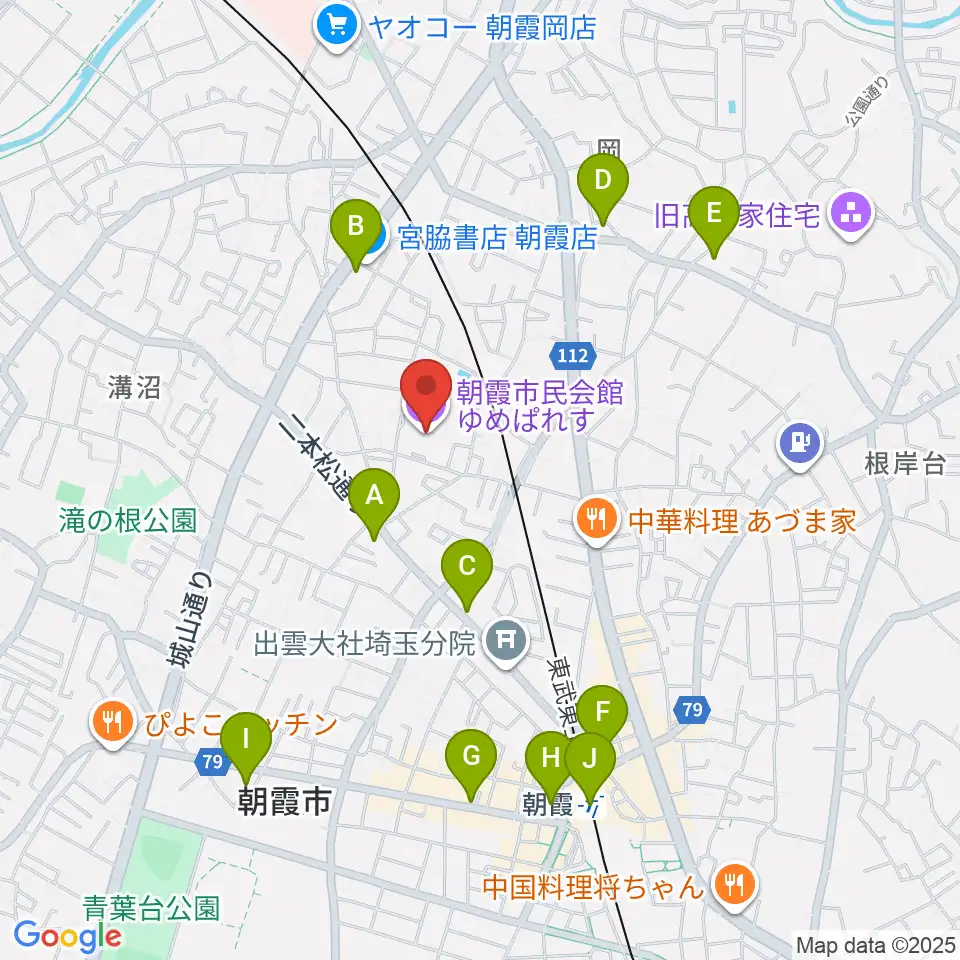 朝霞市民会館 ゆめぱれす周辺のコンビニエンスストア一覧地図