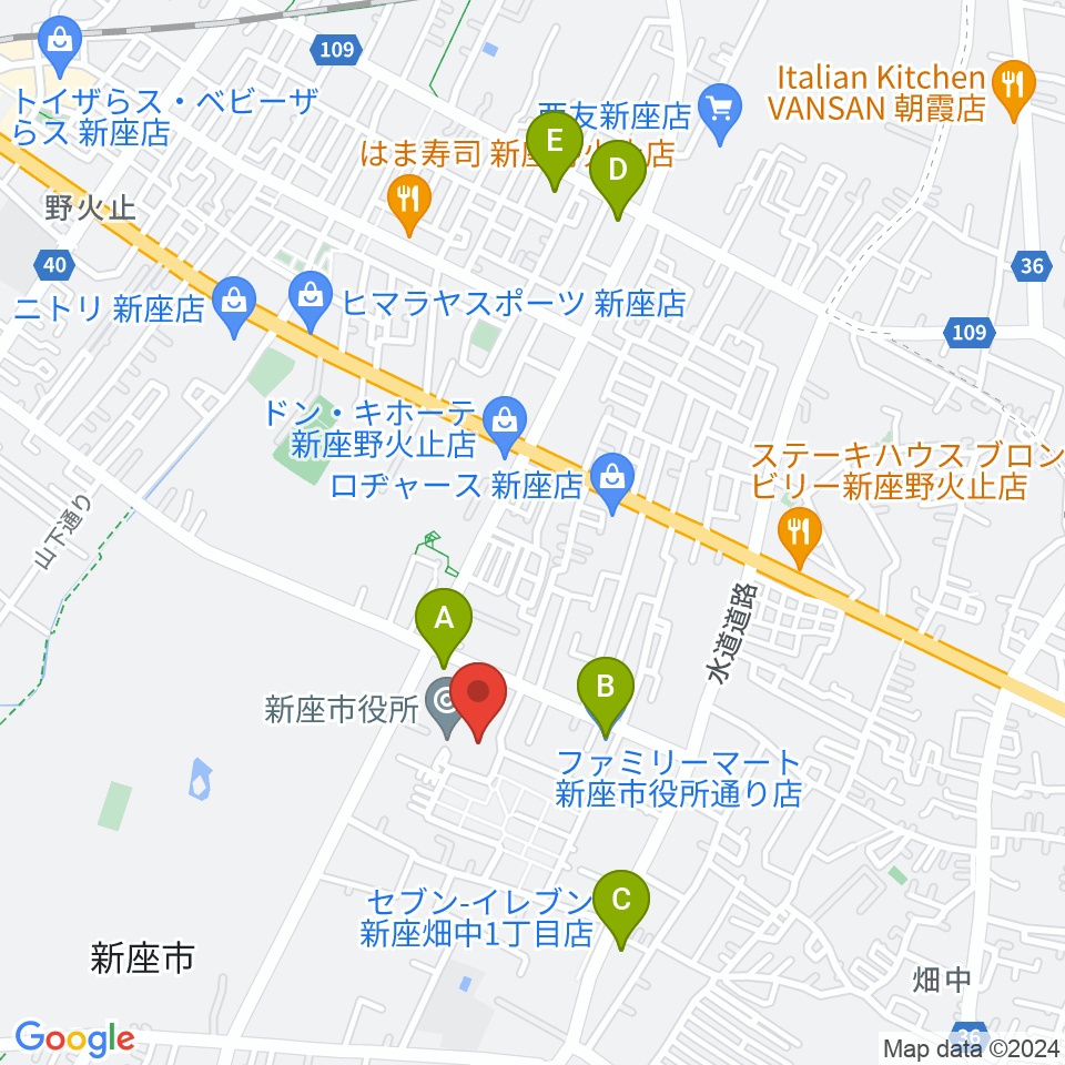 新座市民会館周辺のコンビニエンスストア一覧地図