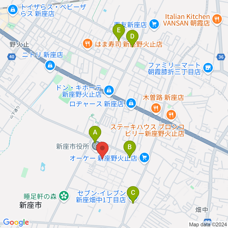 新座市民会館周辺のコンビニエンスストア一覧地図