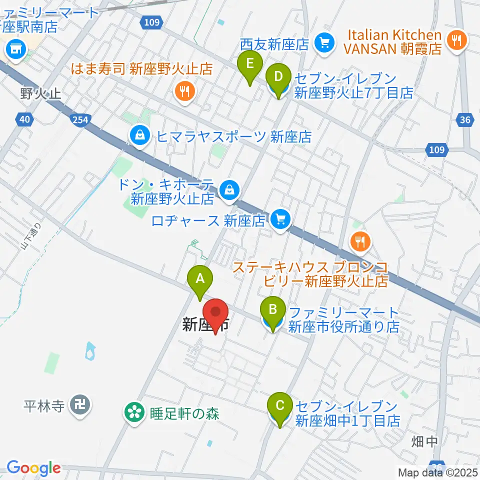 新座市民会館周辺のコンビニエンスストア一覧地図
