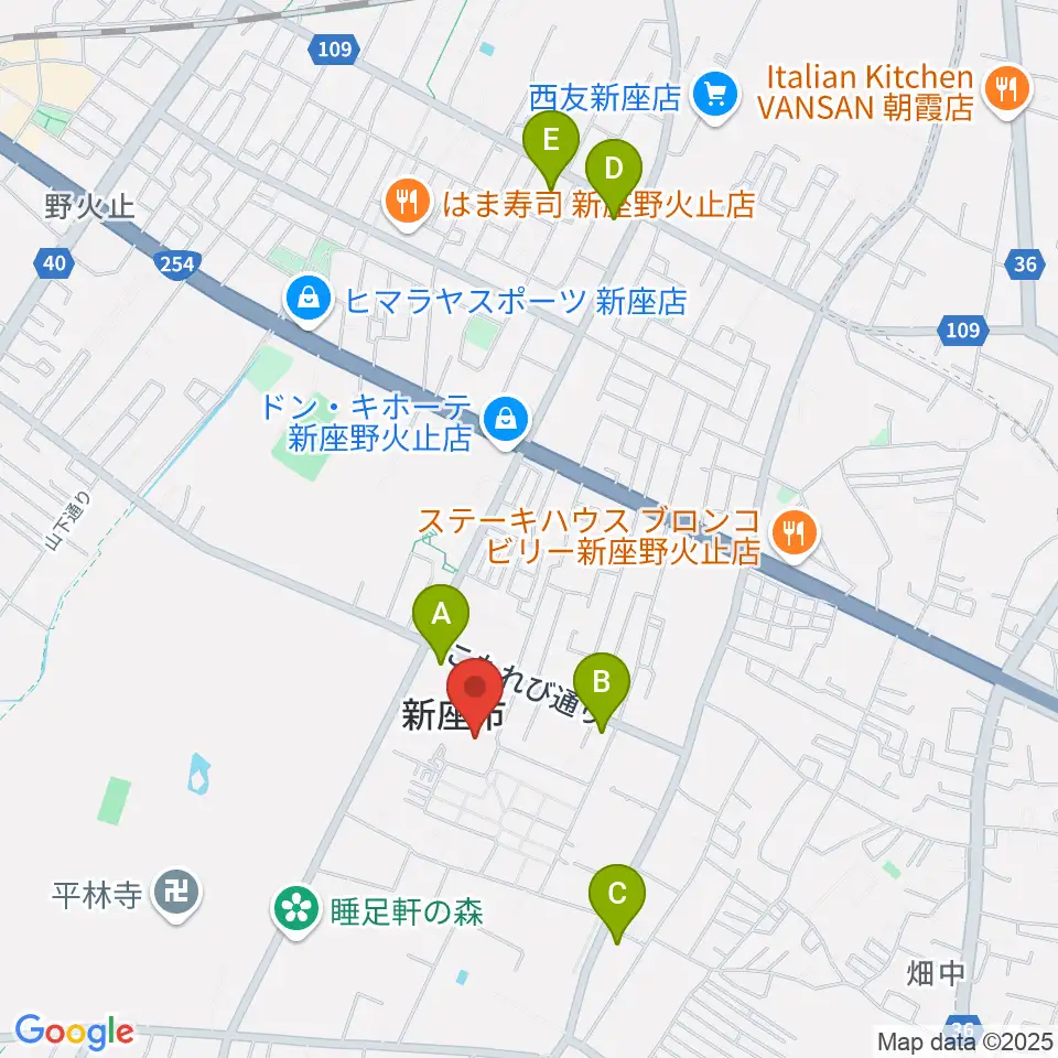 新座市民会館周辺のコンビニエンスストア一覧地図