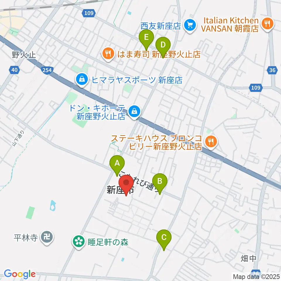 新座市民会館周辺のコンビニエンスストア一覧地図