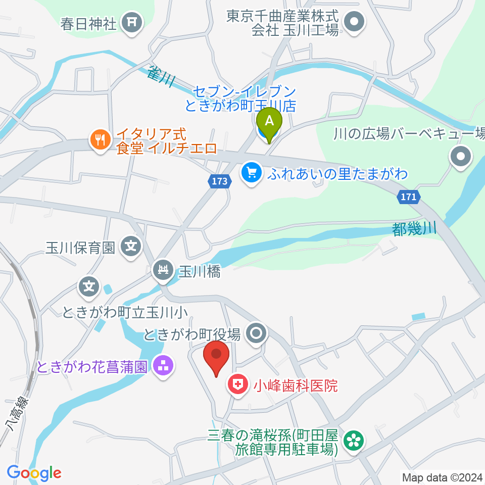 ときがわ町文化センター アスピアたまがわ周辺のコンビニエンスストア一覧地図