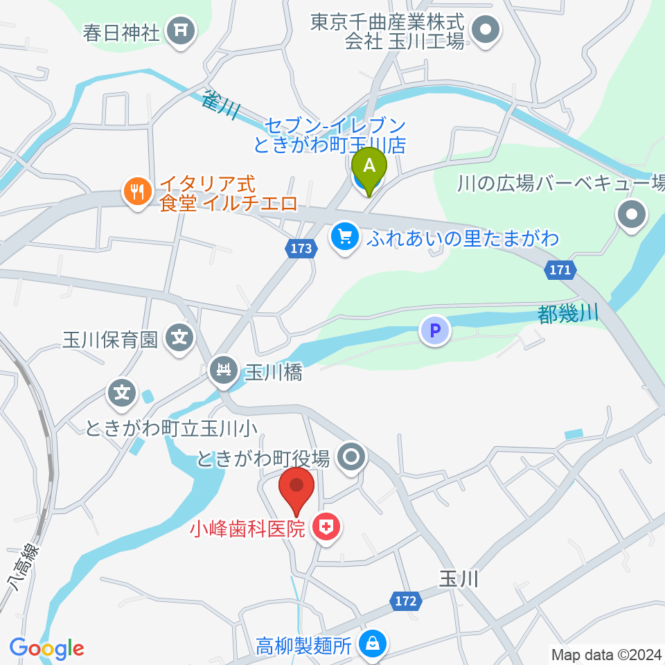 ときがわ町文化センター アスピアたまがわ周辺のコンビニエンスストア一覧地図