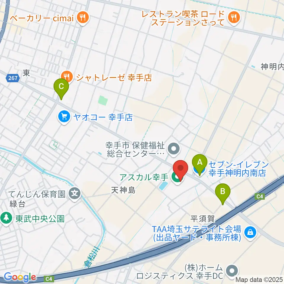 アスカル幸手周辺のコンビニエンスストア一覧地図