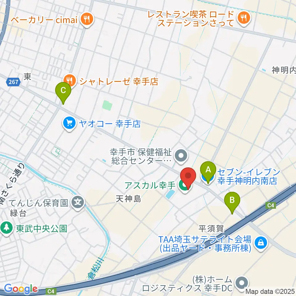 アスカル幸手周辺のコンビニエンスストア一覧地図