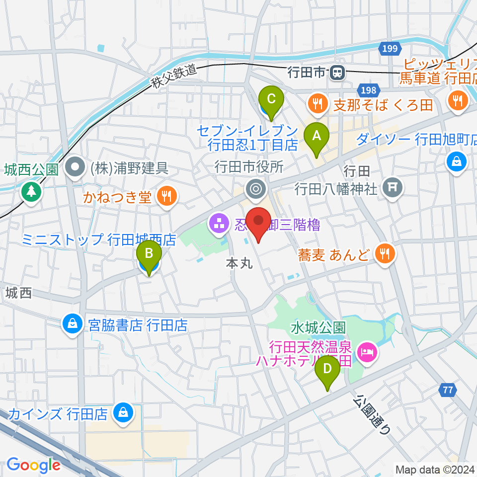 行田市産業文化会館 ベル・プラス周辺のコンビニエンスストア一覧地図