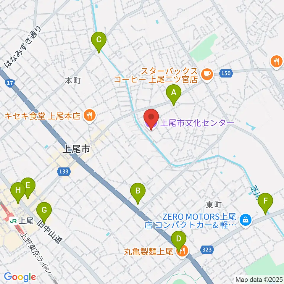 あげお富士住建ホール周辺のコンビニエンスストア一覧地図