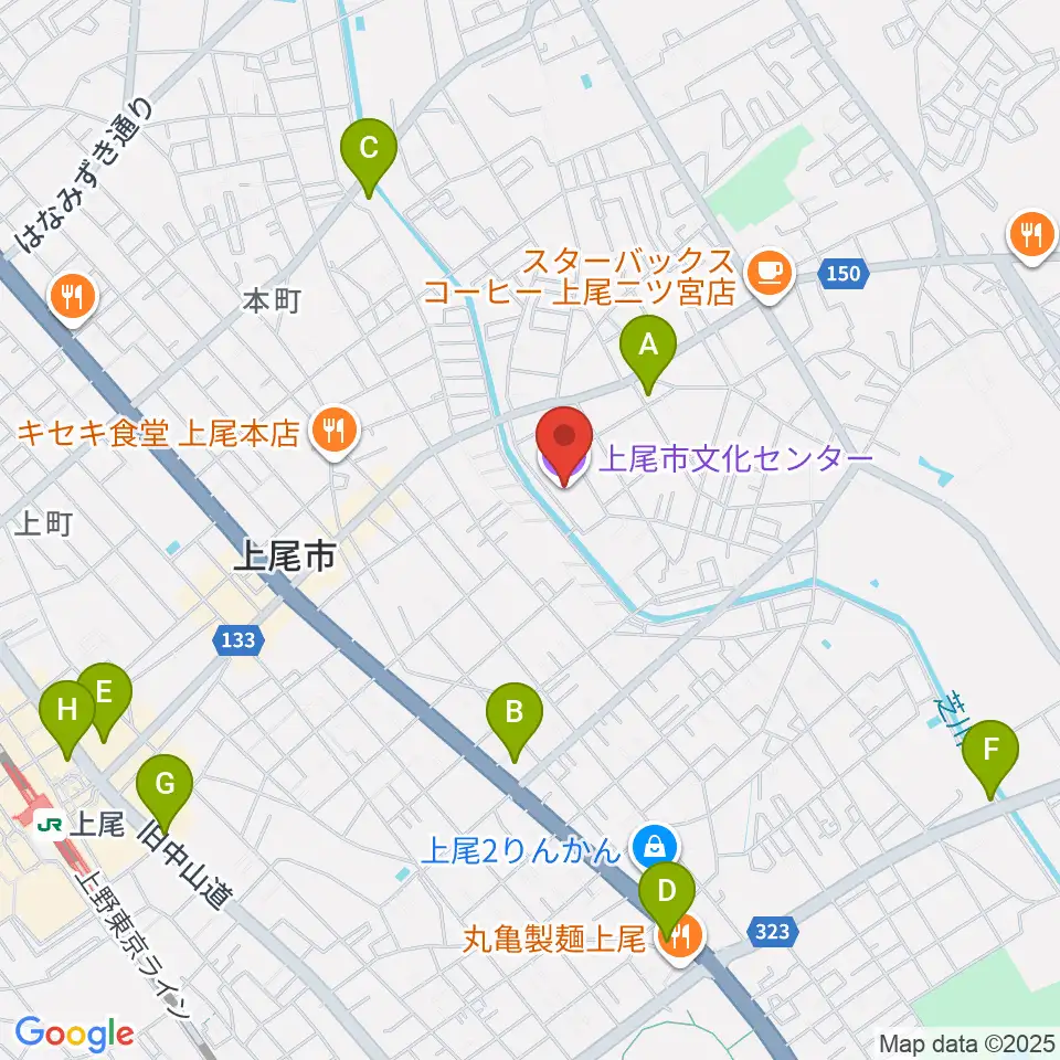 あげお富士住建ホール周辺のコンビニエンスストア一覧地図