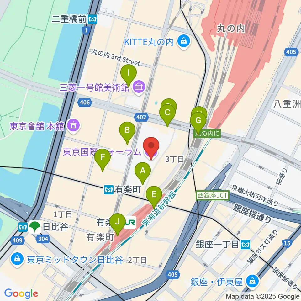 東京国際フォーラム周辺のコンビニエンスストア一覧地図