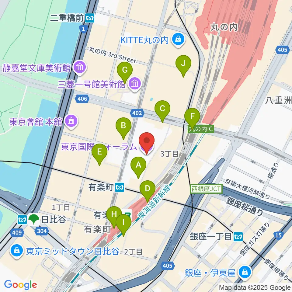 東京国際フォーラム周辺のコンビニエンスストア一覧地図