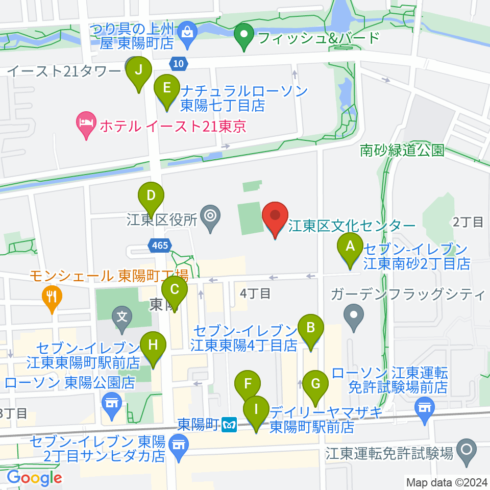 江東区文化センター周辺のコンビニエンスストア一覧地図