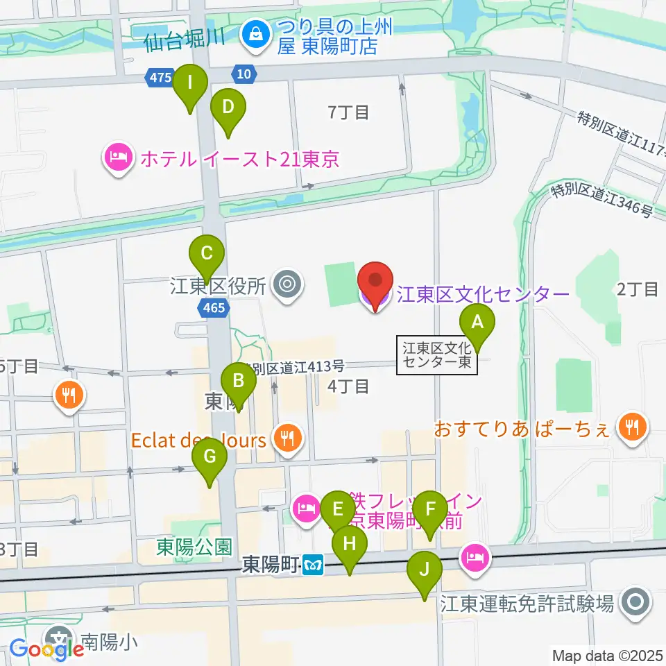 江東区文化センター周辺のコンビニエンスストア一覧地図
