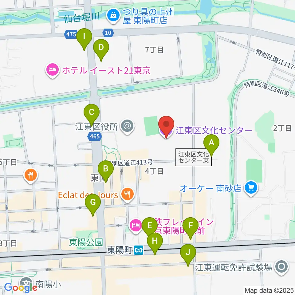 江東区文化センター周辺のコンビニエンスストア一覧地図