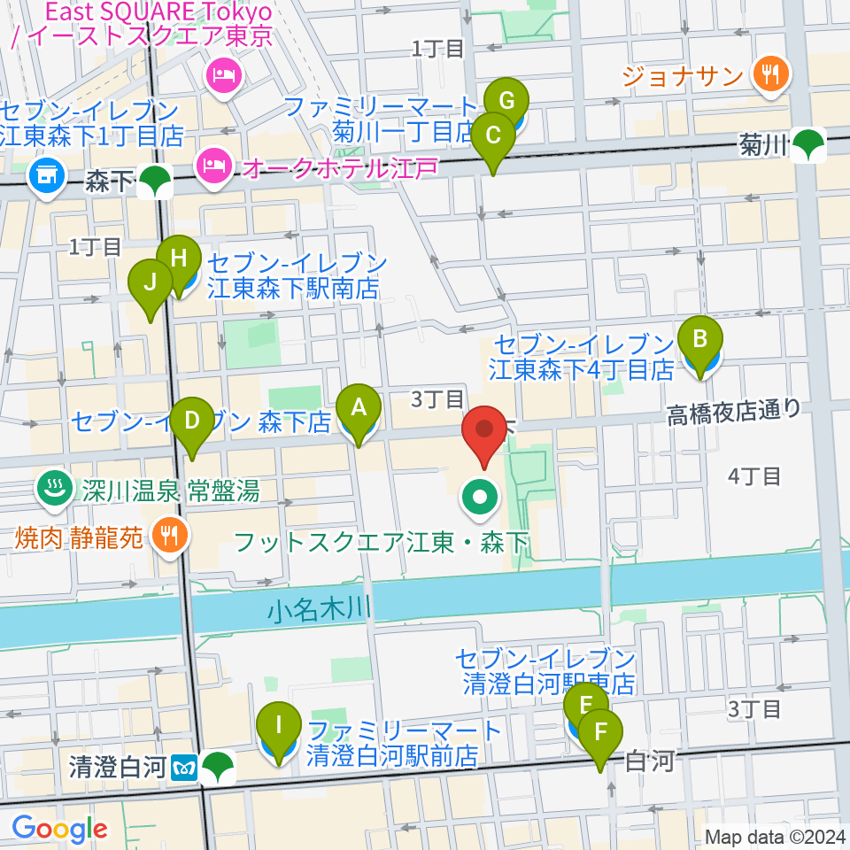 森下文化センター周辺のコンビニエンスストア一覧地図