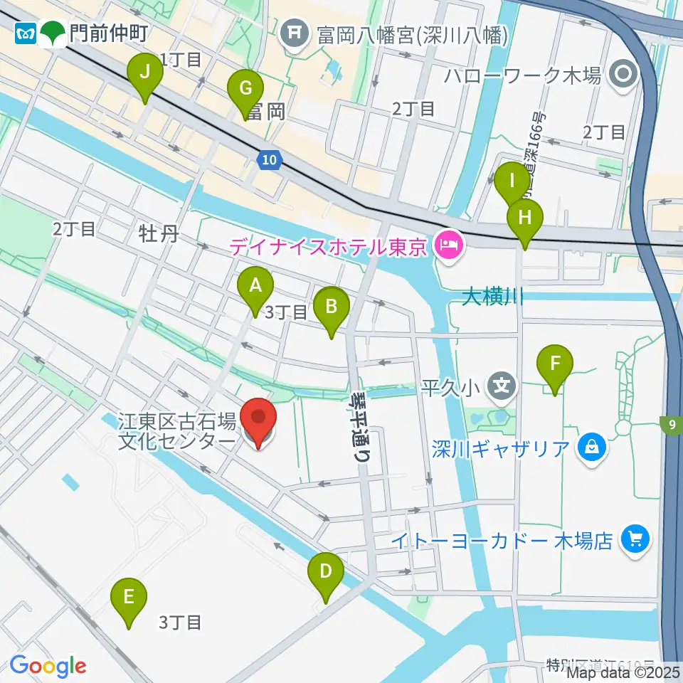 古石場文化センター周辺のコンビニエンスストア一覧地図