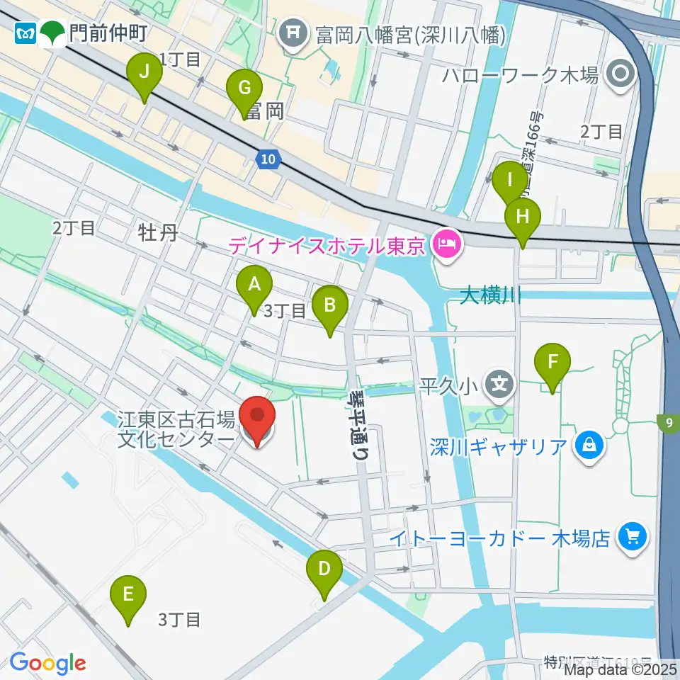 古石場文化センター周辺のコンビニエンスストア一覧地図