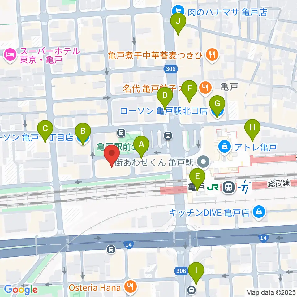 江東区亀戸文化センター周辺のコンビニエンスストア一覧地図