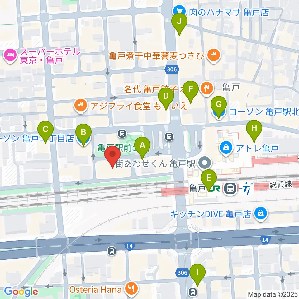 江東区亀戸文化センター周辺のコンビニエンスストア一覧地図