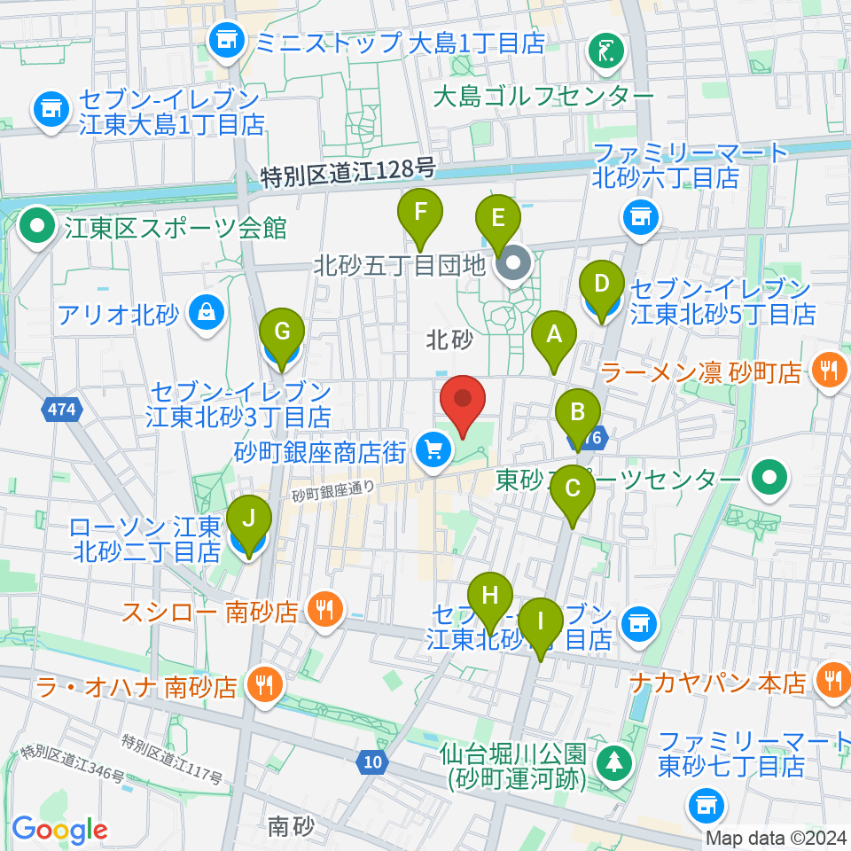 砂町文化センター周辺のコンビニエンスストア一覧地図