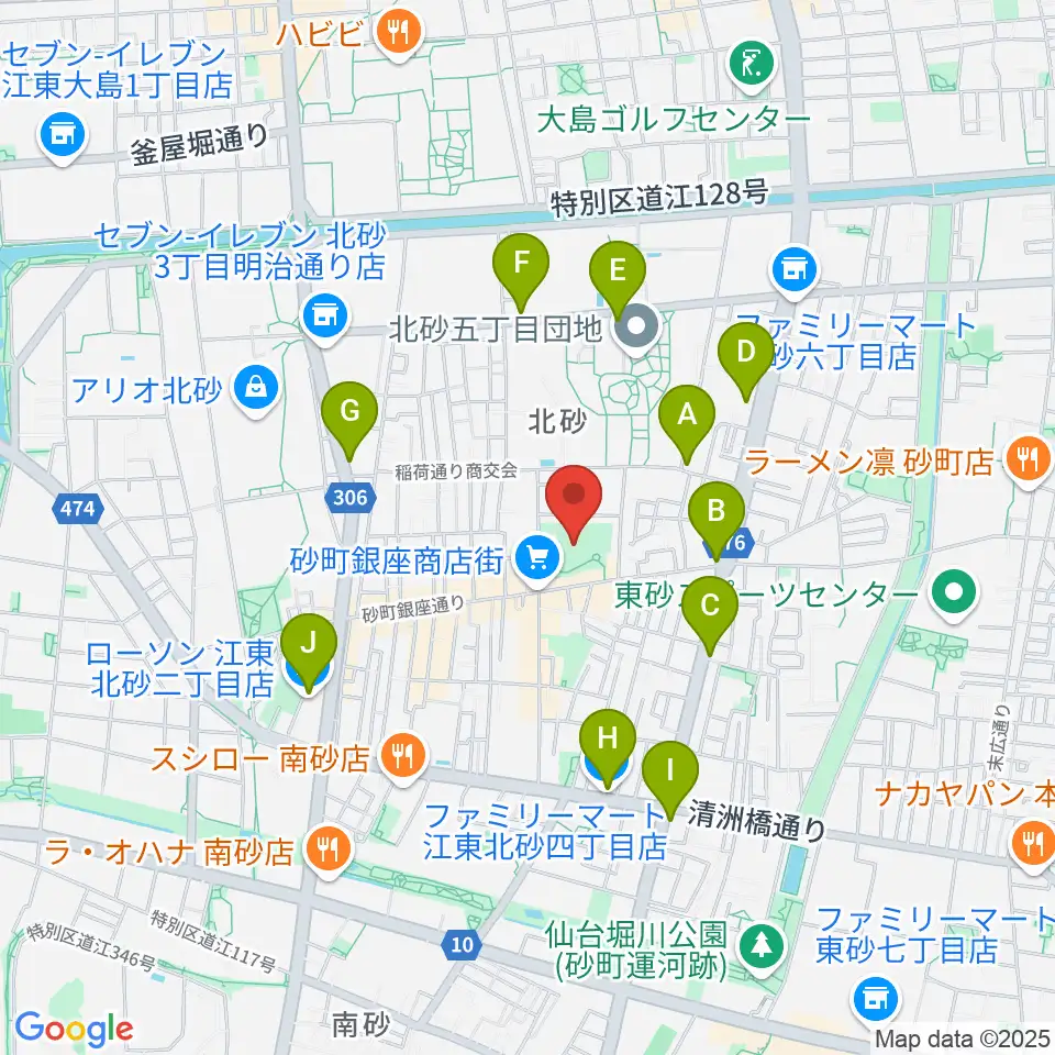 砂町文化センター周辺のコンビニエンスストア一覧地図