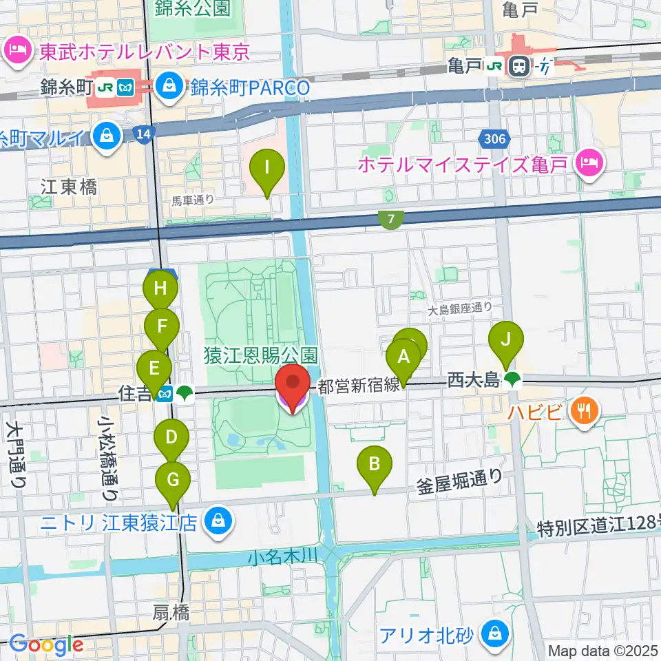 ティアラこうとう周辺のコンビニエンスストア一覧地図