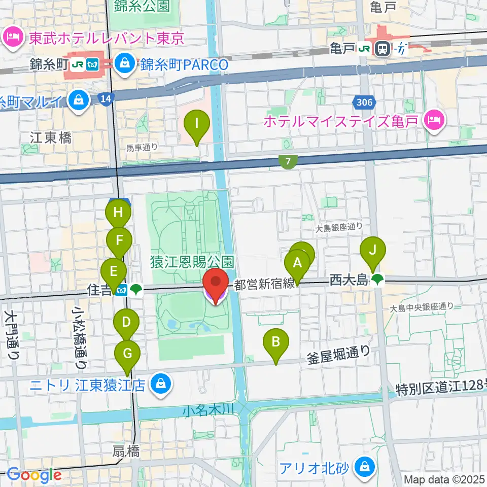 ティアラこうとう周辺のコンビニエンスストア一覧地図