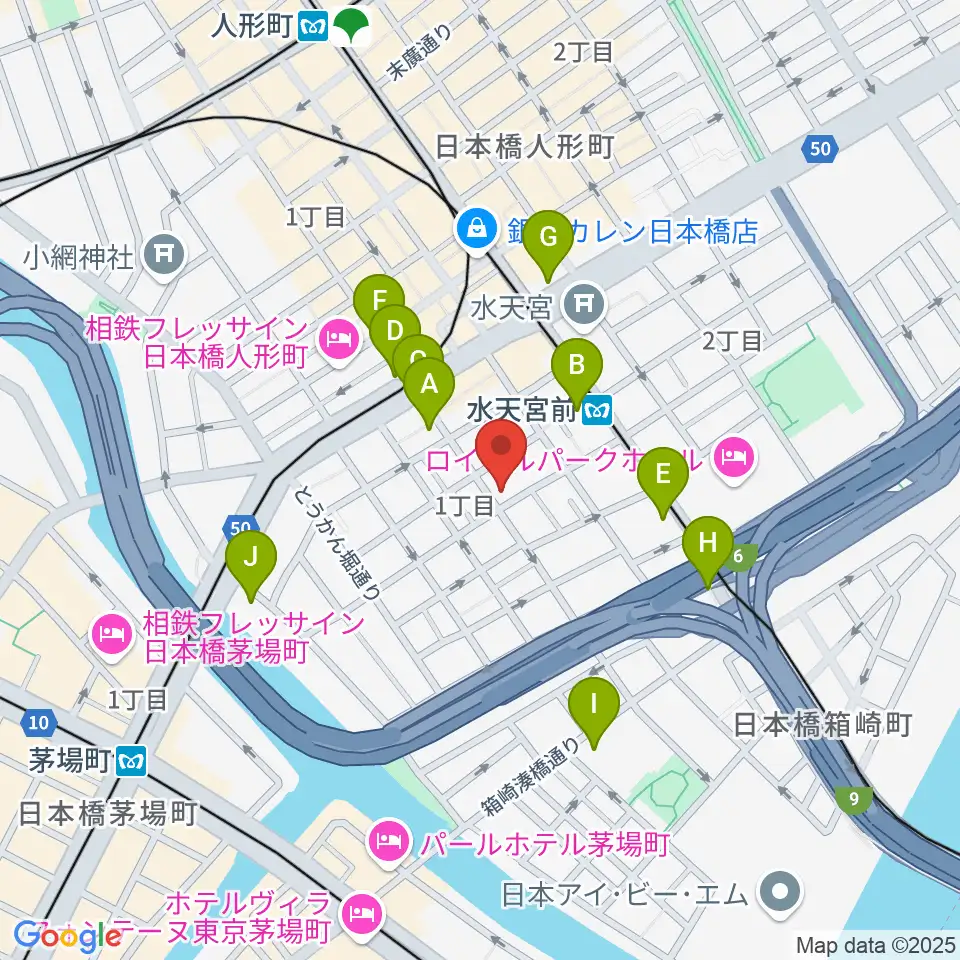 日本橋公会堂周辺のコンビニエンスストア一覧地図