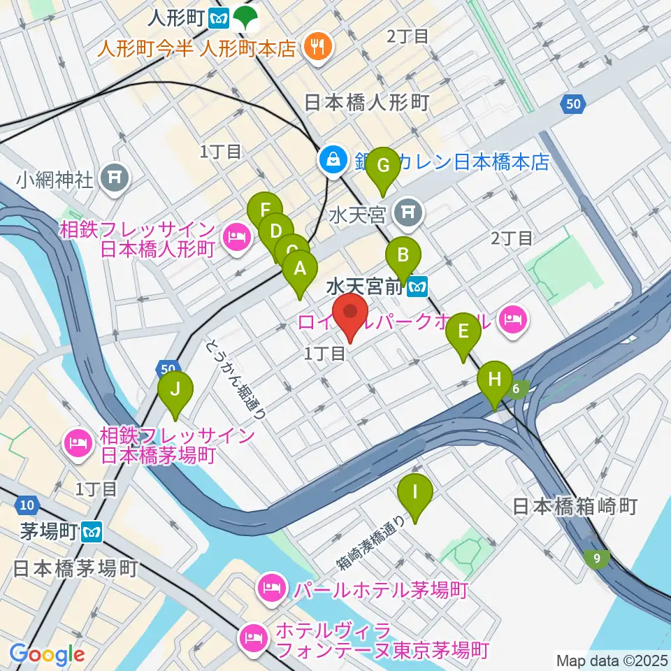 日本橋公会堂周辺のコンビニエンスストア一覧地図