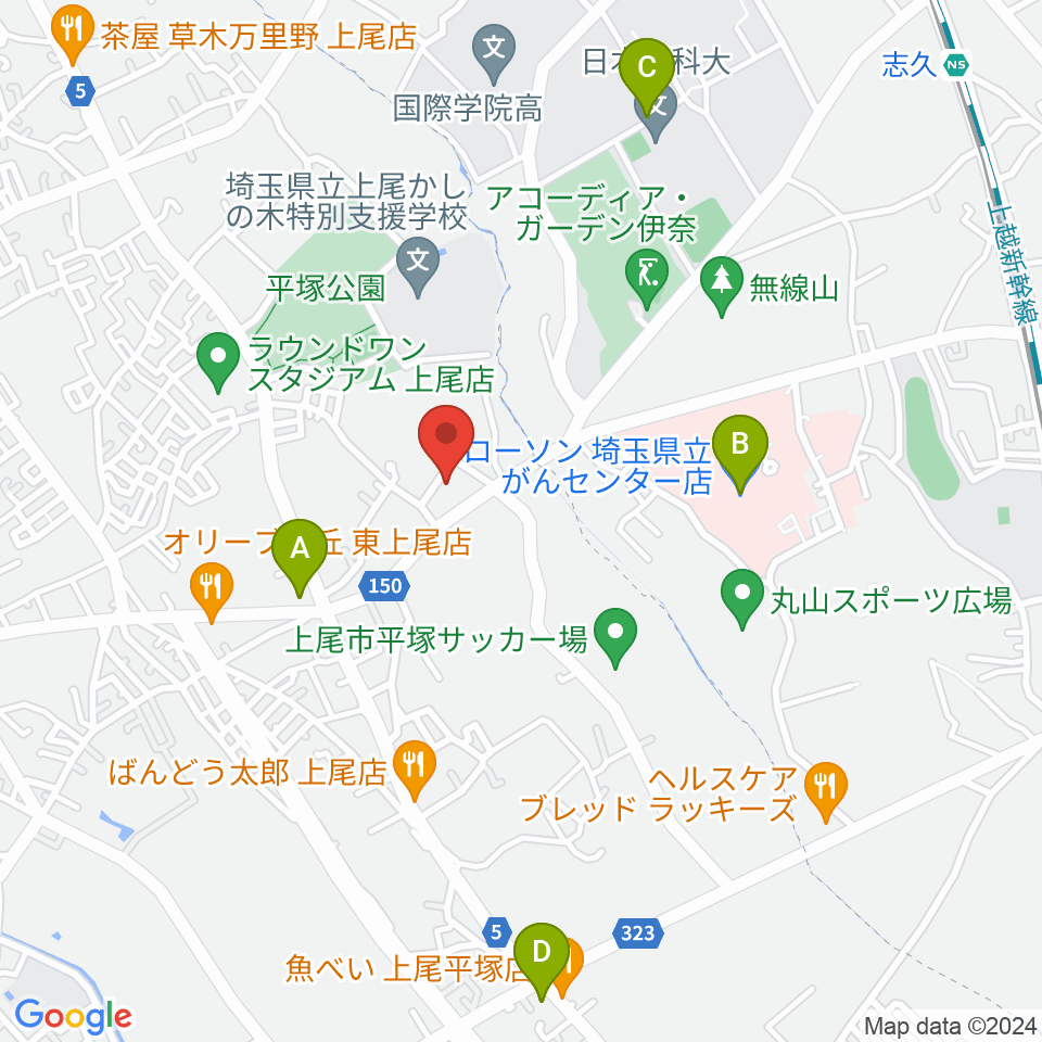 イコス上尾周辺のコンビニエンスストア一覧地図