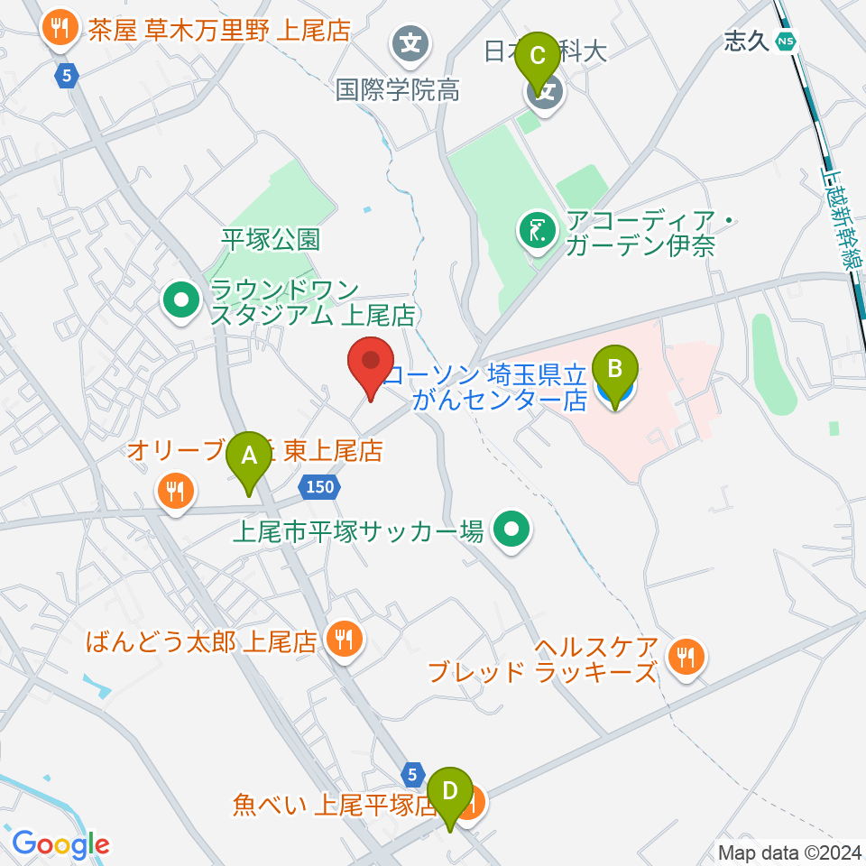 イコス上尾周辺のコンビニエンスストア一覧地図