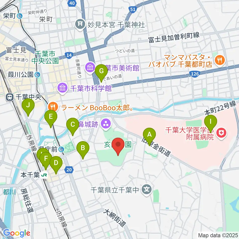 千葉県文化会館周辺のコンビニエンスストア一覧地図