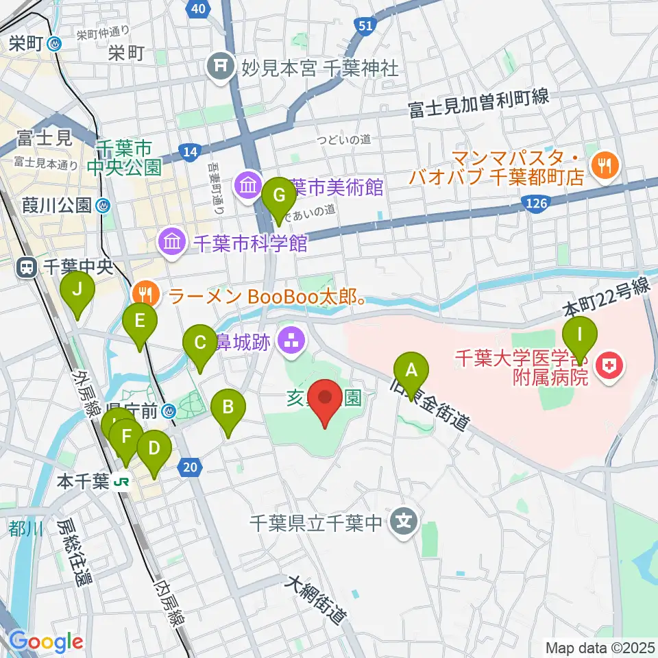 千葉県文化会館周辺のコンビニエンスストア一覧地図