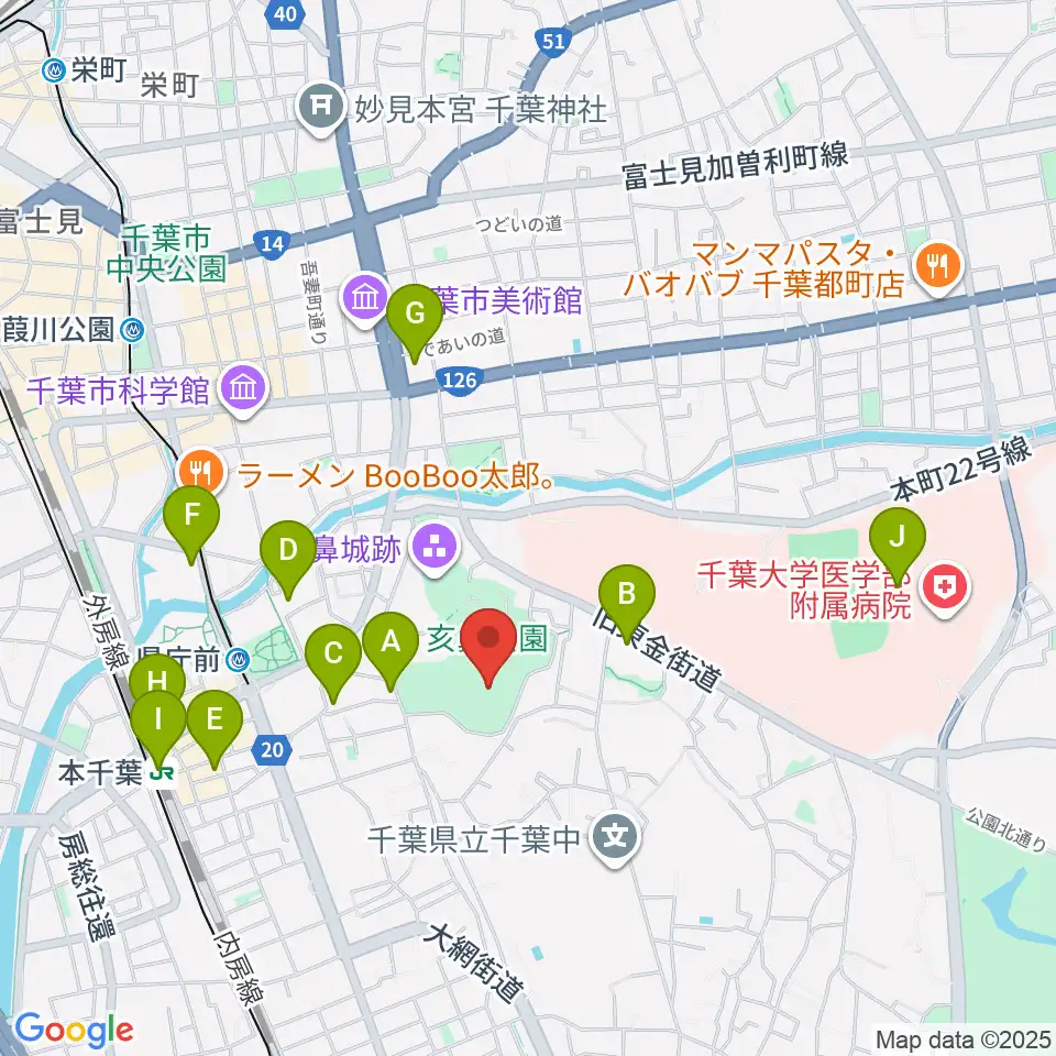 千葉県文化会館周辺のコンビニエンスストア一覧地図