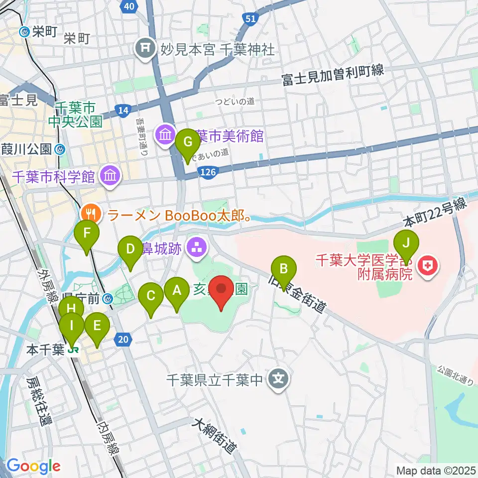 千葉県文化会館周辺のコンビニエンスストア一覧地図