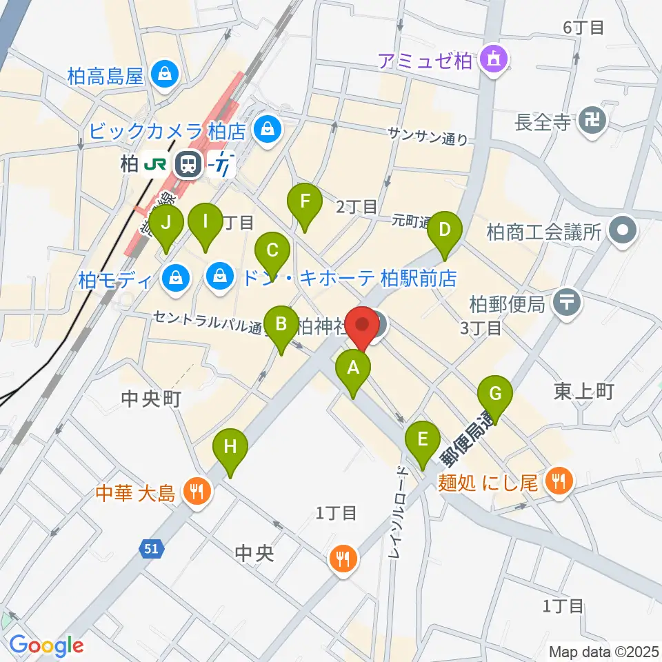 柏NARDIS周辺のコンビニエンスストア一覧地図