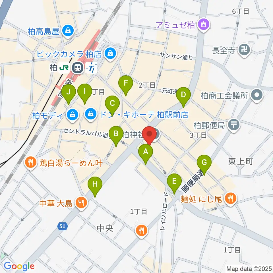 柏NARDIS周辺のコンビニエンスストア一覧地図