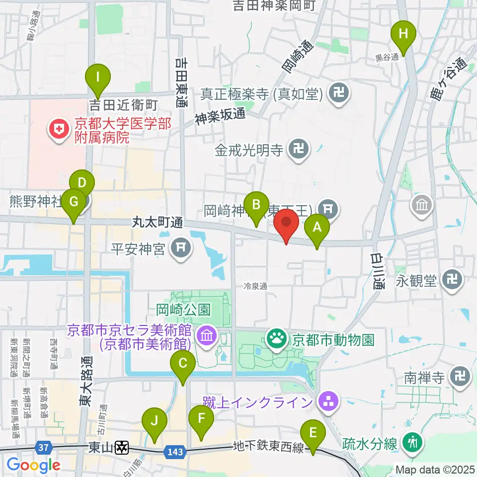 京都岡崎ナムホール周辺のコンビニエンスストア一覧地図