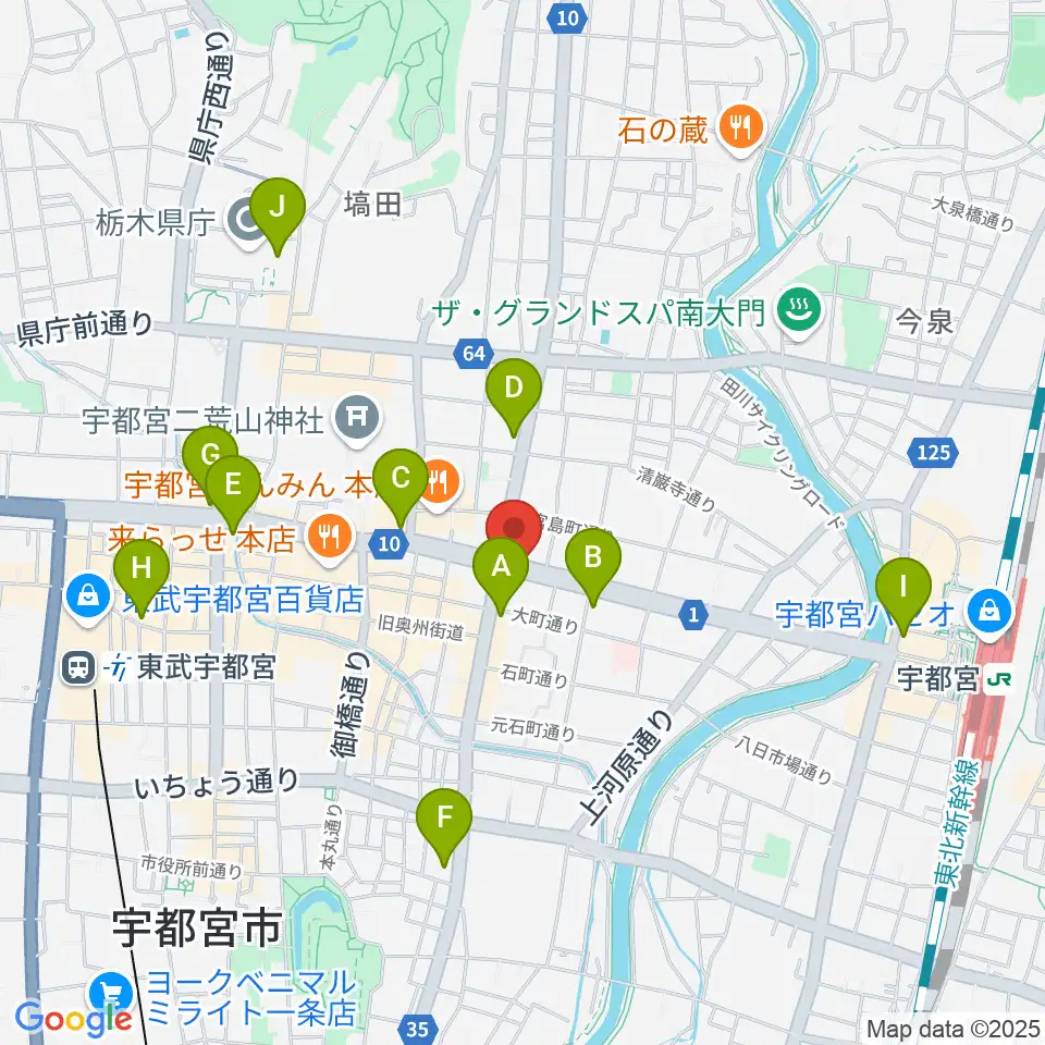 ブロンコ宇都宮周辺のコンビニエンスストア一覧地図