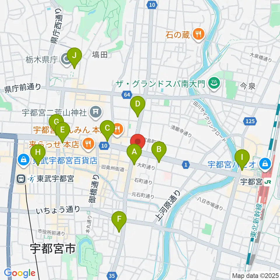 ブロンコ宇都宮周辺のコンビニエンスストア一覧地図