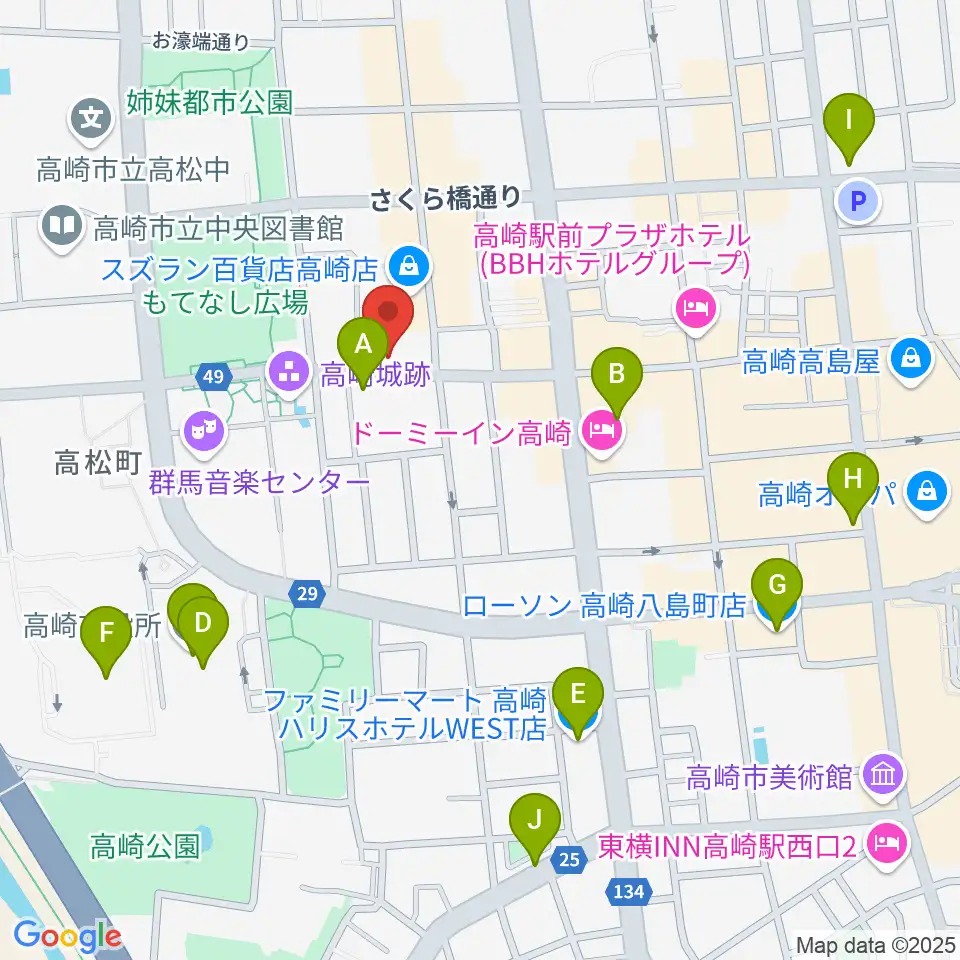 高崎エルフリオ周辺のコンビニエンスストア一覧地図