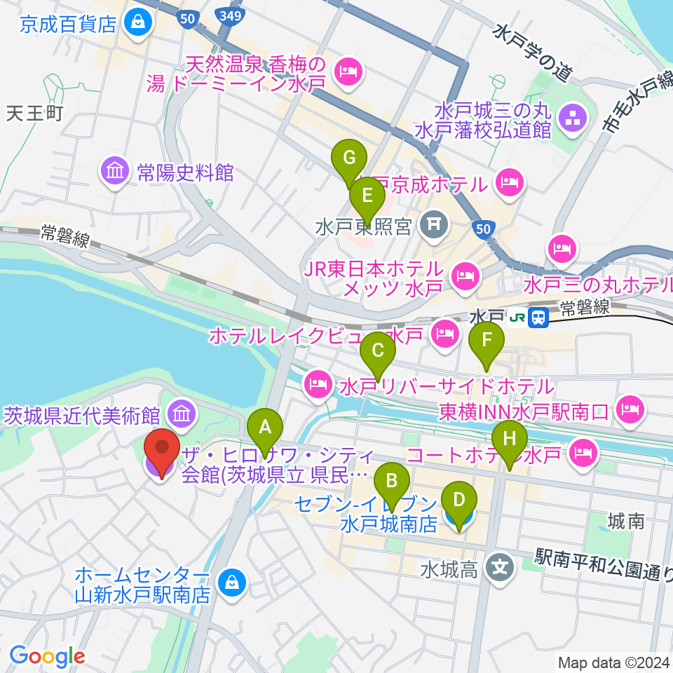 ザ・ヒロサワ・シティ会館周辺のコンビニエンスストア一覧地図