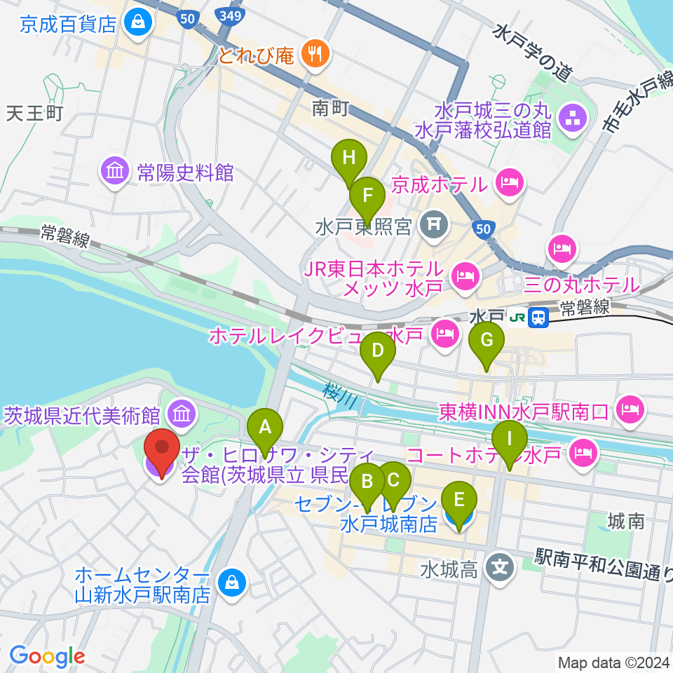 ザ・ヒロサワ・シティ会館周辺のコンビニエンスストア一覧地図