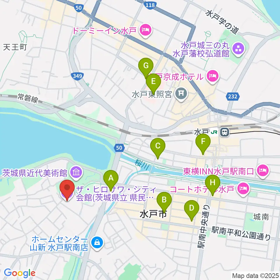 ザ・ヒロサワ・シティ会館周辺のコンビニエンスストア一覧地図