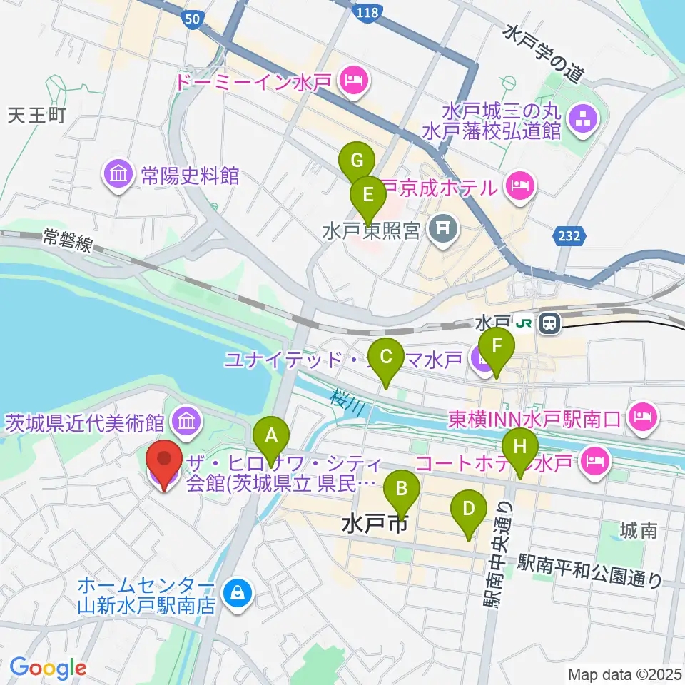 ザ・ヒロサワ・シティ会館周辺のコンビニエンスストア一覧地図