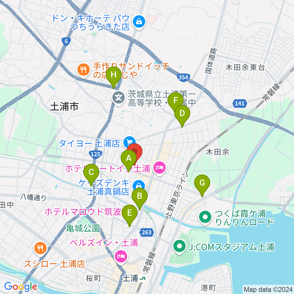 クラフトシビックホール土浦周辺のコンビニエンスストア一覧地図