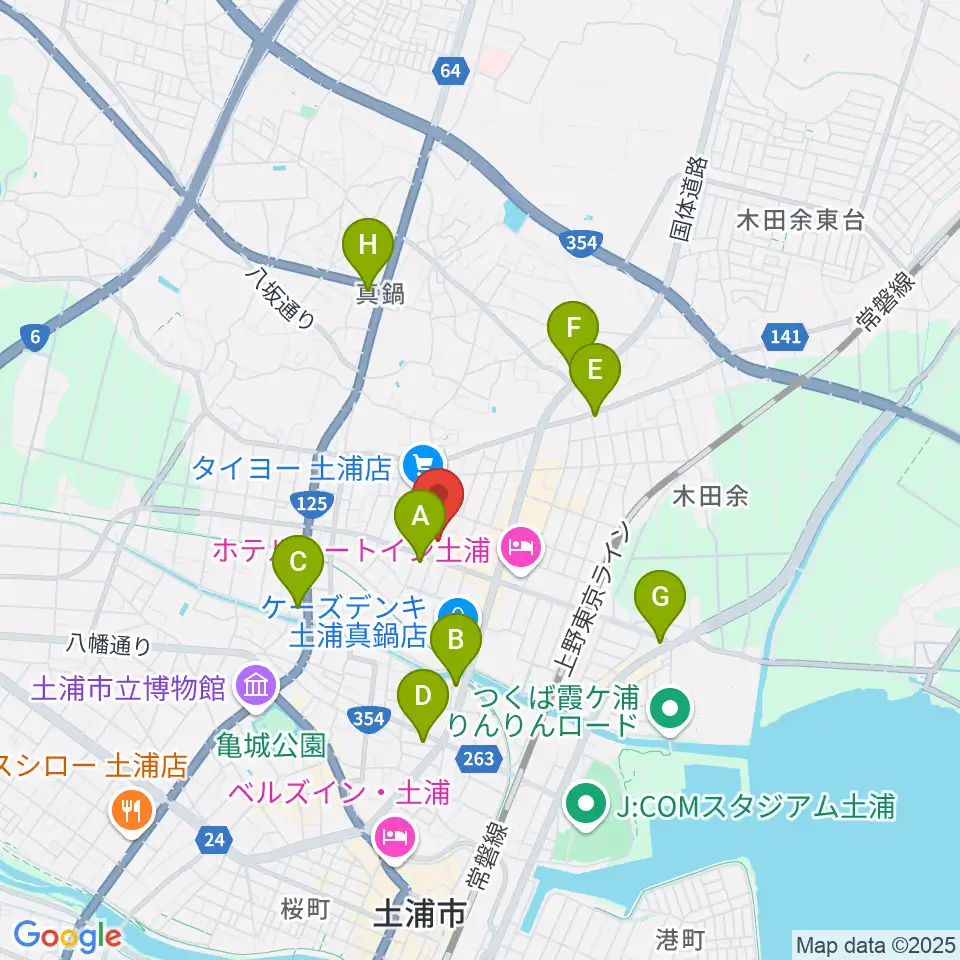 クラフトシビックホール土浦周辺のコンビニエンスストア一覧地図