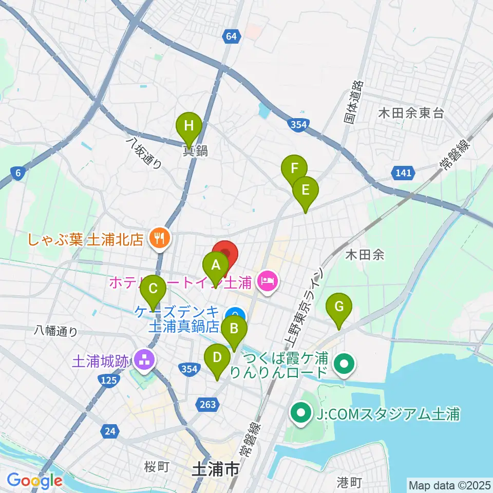 クラフトシビックホール土浦周辺のコンビニエンスストア一覧地図