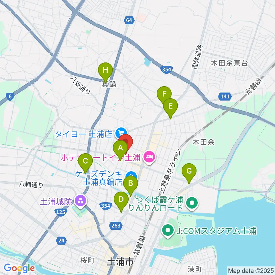 クラフトシビックホール土浦周辺のコンビニエンスストア一覧地図