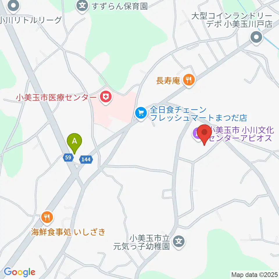 小美玉市小川文化センター アピオス周辺のコンビニエンスストア一覧地図